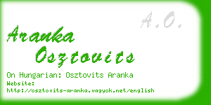 aranka osztovits business card
